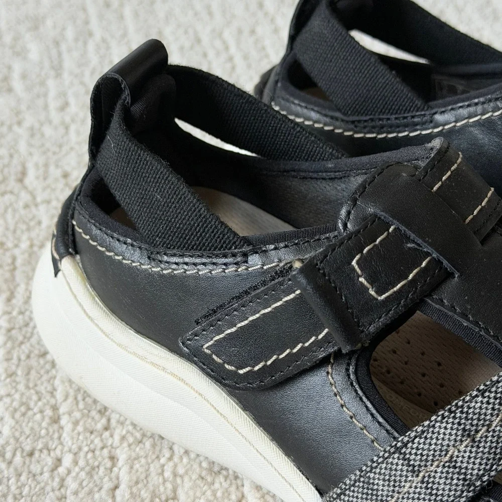 Clarks‎ Ultimate Comfort Black Leather Fisherman Sandals Sneakers Women 7 M